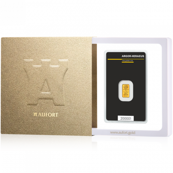 1 Gramm Goldbarren in einer Geschenkbox