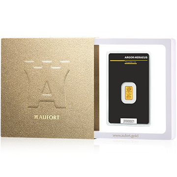 1 Gramm Goldbarren in einer Geschenkbox